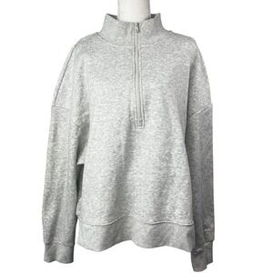 Fabletics Catarina Mock Neck Quarter Zip Pullover Size 2X Heather Gray